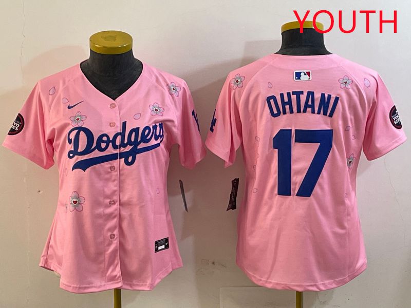 Youth Los Angeles Dodgers 17 Ohtani Pink Sakura Edition 2025 Nike MLB Jersey style 25